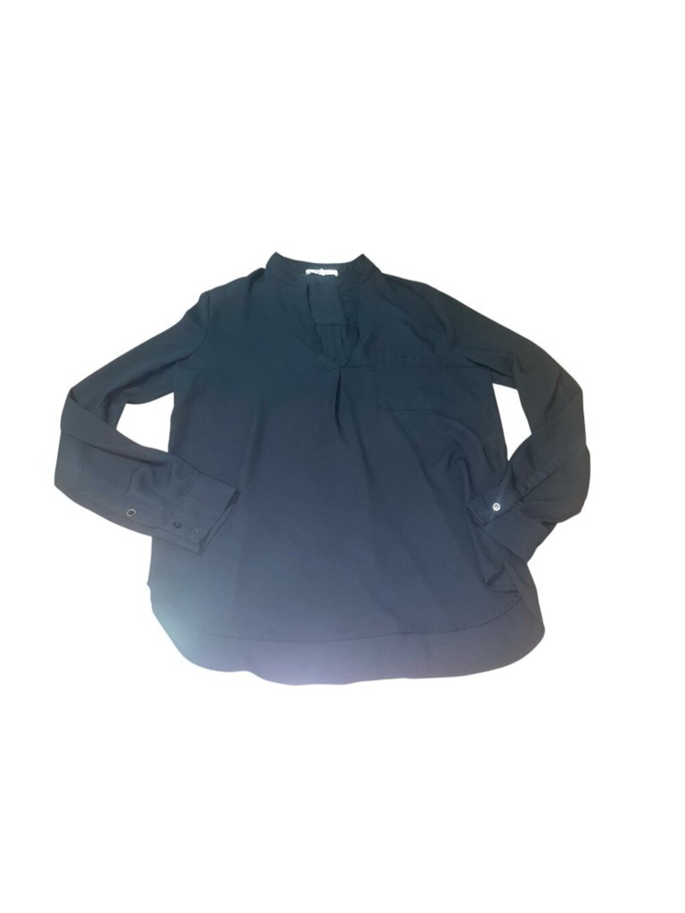 RO & DE Women's Size Medium V-Neck Black Blouse